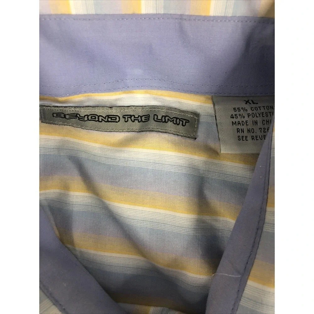 Beyond The Limit Shirt Mens Button Up XL Relaxed Fit Long Sleeve Stripes Casual